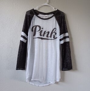 PINK Victoria's Secret Raglan Shirt - Black and White